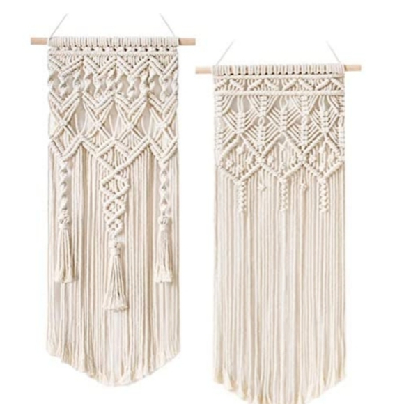 NEW Boho 2 Pcs Macrame Woven Wall Hanging